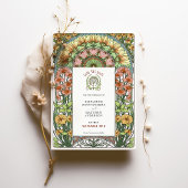 Orange Poppies & Daisies Jugendstil Save the Date Einladung