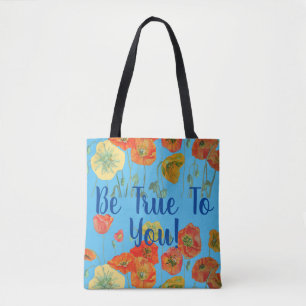 Orange Poppies floral wahr sein zu Ihnen Tote Bag Tasche