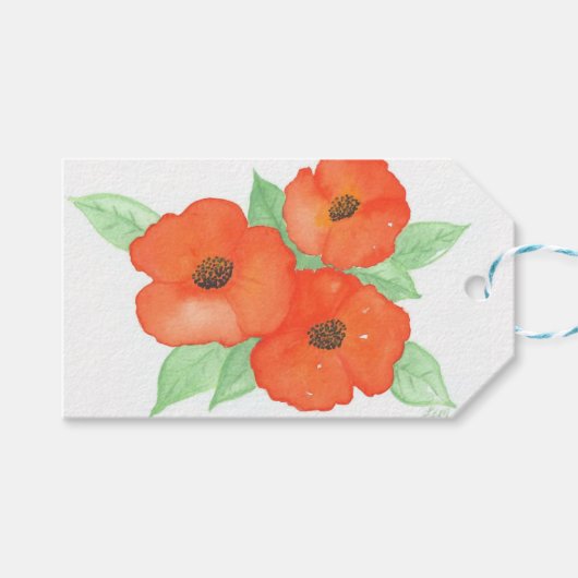 Orange Poppies Geschenkanhänger (Vorderseite (Horizontal))
