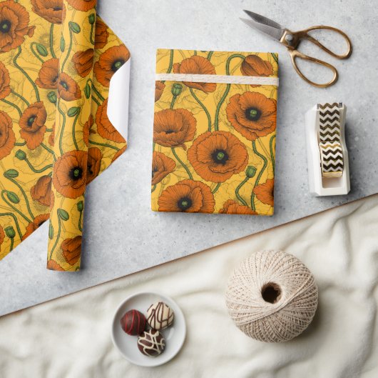 Orange Poppies Geschenkpapier (Basteln)
