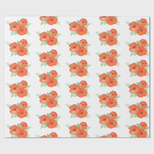 Orange Poppies Geschenkpapier (Flach)