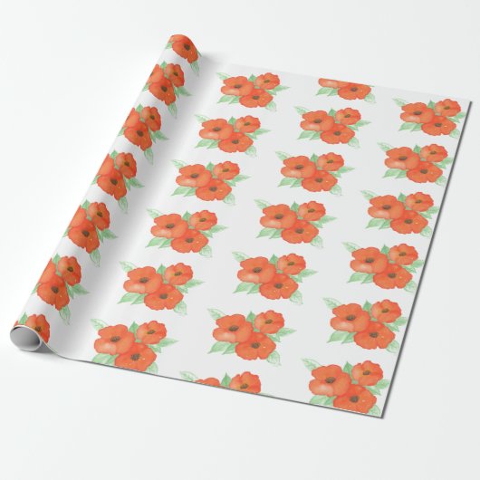 Orange Poppies Geschenkpapier (Ungerollt)