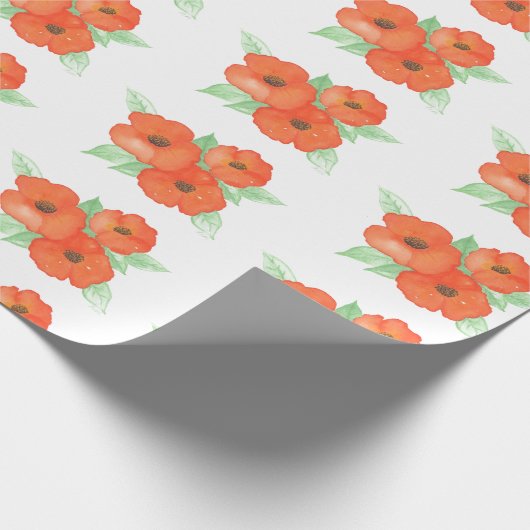 Orange Poppies Geschenkpapier (Ecke)
