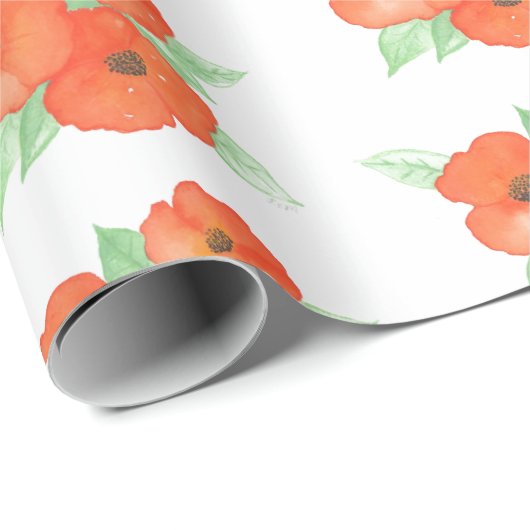 Orange Poppies Geschenkpapier (Rolleneckpunkt)