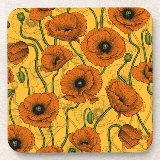 Orange Poppies Getränkeuntersetzer (Vorderseite)
