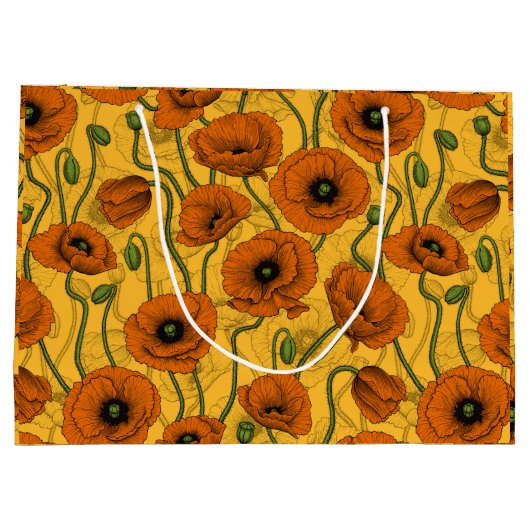Orange Poppies Große Geschenktüte (Rückseite)
