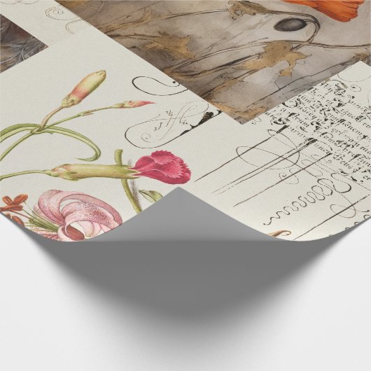 Orange Poppies & Kariert für Decoupage oder Giftwr Geschenkpapier (Ecke)