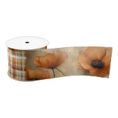 Orange Poppies & Kariert für Decoupage oder Giftwr Satinband (Spule)