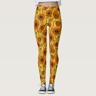 Orange Poppies Leggings
