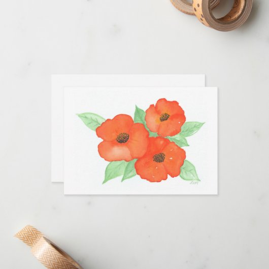 Orange Poppies Mitteilungskarten (Vorderseite/Rückseite Beispiel)