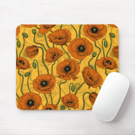 Orange Poppies Mousepad (Mit Mouse)
