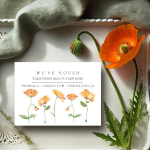 Orange Poppies neue Zuhause Moving Ankündigung Begleitkarte