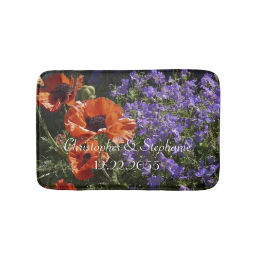 Orange Poppies Personalisiert Name Plush Badematte (Vorderseite)