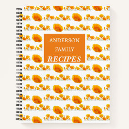 Orange Poppies Recipes Spiral Notebook Notizblock