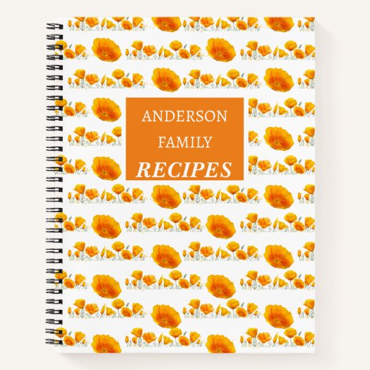 Orange Poppies Recipes Spiral Notebook Notizblock (Vorderseite)