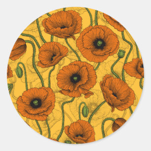 Orange Poppies Runder Aufkleber
