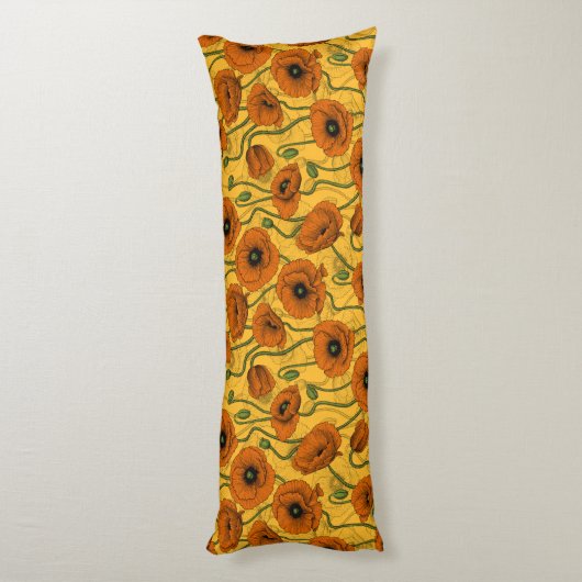 Orange Poppies Seitenschläferkissen (Rückseite (Vertikal))