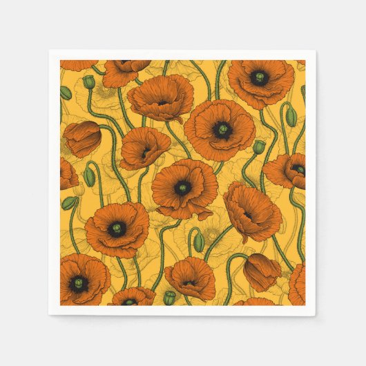 Orange Poppies Serviette (Vorderseite)