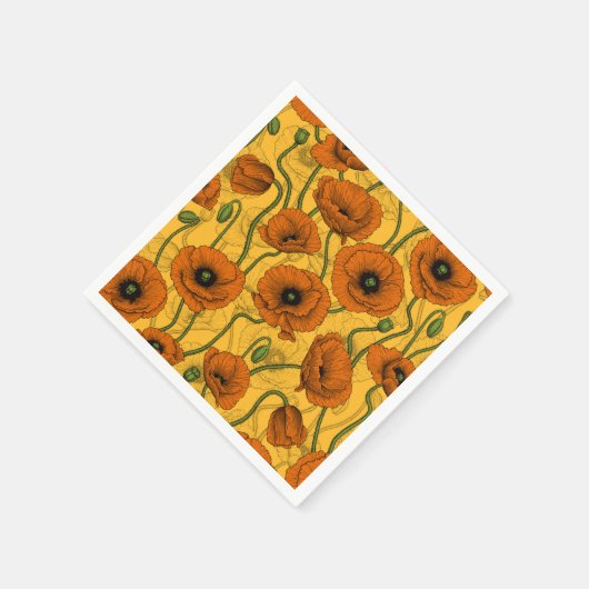 Orange Poppies Serviette (Ecke)