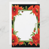 Orange Poppies Stationary Briefpapier (Vorne/Hinten)