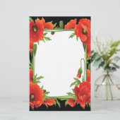 Orange Poppies Stationary Briefpapier (Stehend Vorderseite)