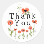 Orange Poppies Vielen Dank Runder Aufkleber (Vorderseite)