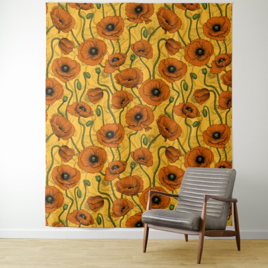 Orange Poppies Wandteppich (Beispiel)