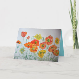 Orange Poppies Watercolor Geburtstagkarte Karte