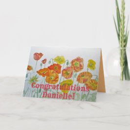 Orange Poppies Watercolor Gratulations Card Karte