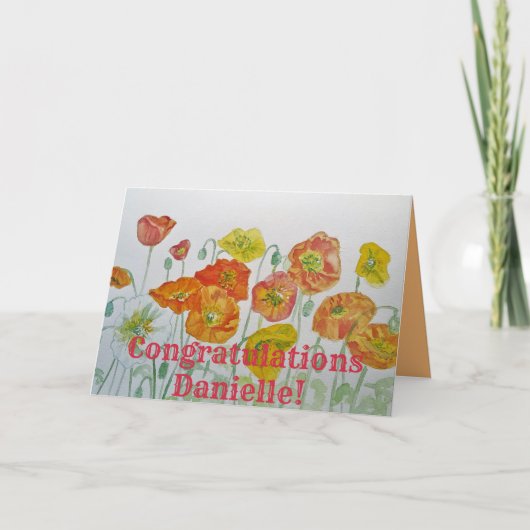 Orange Poppies Watercolor Gratulations Card Karte (Vorderseite)