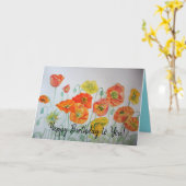 Orange Poppies Watercolor Happy Birthday Card Karte (Gelbe Blume)