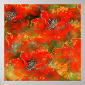Orange Poppies Watercolor Pattern Poster (Vorne)
