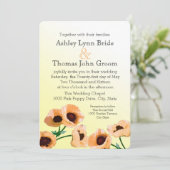 Orange Poppies Wedding Einladung (Stehend Vorderseite)
