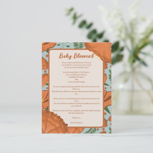 Orange Poppy Baby Bloomed| Spring Garden Theme Postkarte (Stehend Vorderseite)