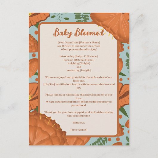 Orange Poppy Baby Bloomed| Spring Garden Theme Postkarte (Vorderseite)