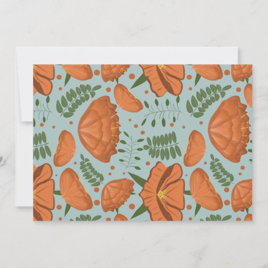 Orange Poppy Baby Dusche in der Ferne Einladung (Rückseite)