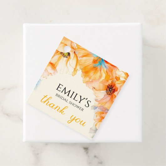 Orange Poppy Bloom Brautparty vielen Dank Geschenkanhänger (Beispiel)