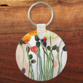 Orange Poppy Blume Aquarellkunst Schlüsselanhänger (Vorderseite)