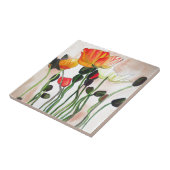 Orange Poppy Blume Aquarellmalerei Fliese (Seite)