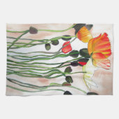 Orange Poppy Blume Aquarellmalerei Handtuch (Horizontal)