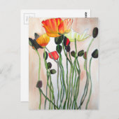 Orange Poppy Blume Aquarellmalerei Postkarte (Vorne/Hinten)