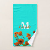 Orange Poppy-Blume Blumenmonogramme mit benutzerde Badhandtuch Set (Handtuch)