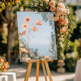 Orange Poppy Blume botanische Hochzeit Begrüßungsz Acrylschild