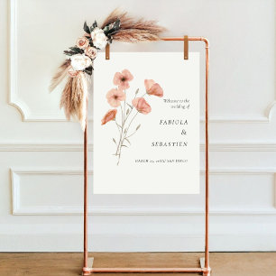 Orange Poppy Blume botanische Hochzeit Begrüßungsz Poster