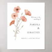 Orange Poppy Blume botanische Hochzeit Begrüßungsz Poster (Vorne)