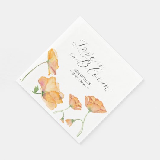 Orange Poppy Blume Brautparty Napkins Serviette (Ecke)