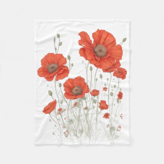 Orange Poppy Blume Fleecedecke (Vorderseite)
