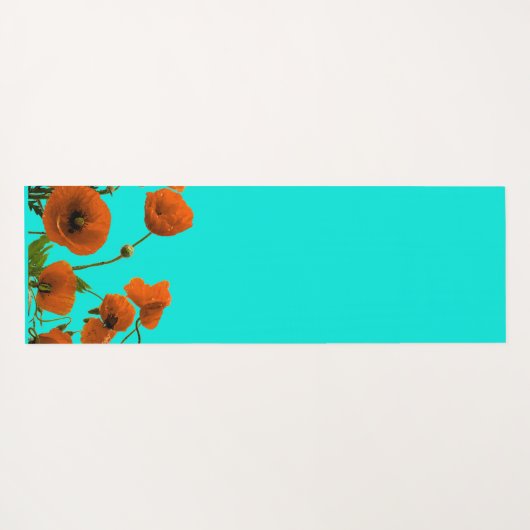 Orange Poppy Blume Floral Monogram Initial Gift Yogamatte (Rückseite (Horizontal))