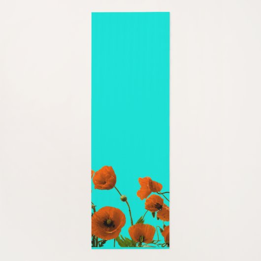 Orange Poppy Blume Floral Monogram Initial Gift Yogamatte (Rückseite)