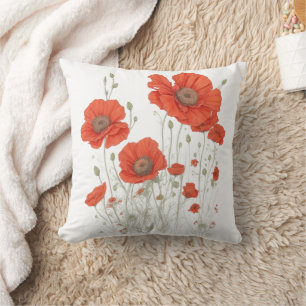 Orange Poppy Blume Kissen